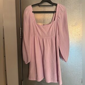 J Crew Squareneck Pink Long Sleeve Dress